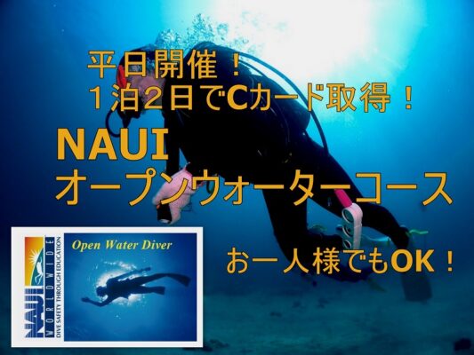 オフシーズン開催｜１泊２日NAUIオープンウォーターダイバー取得コース